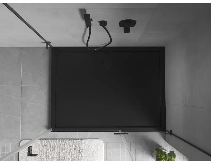 Mexen, Mexen Flow obdĺžniková sprchová vanička slim 120 x 90 cm, čierna matná, 46R709012