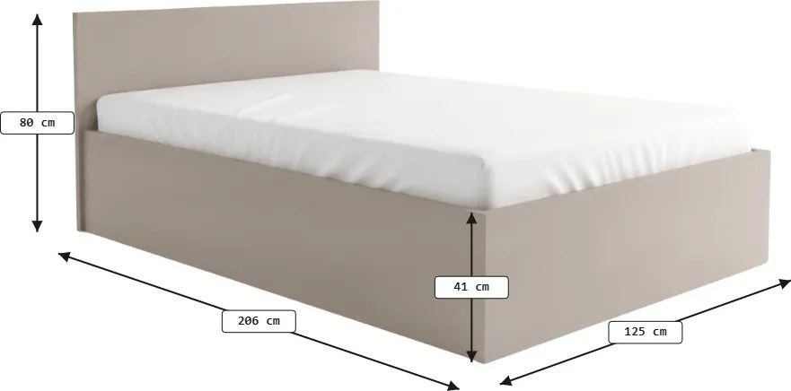 Posteľ SOFIA 120 x 200 cm, kašmírovo béžová Rošt: S latkovým roštom, Matrac: Bez matraca