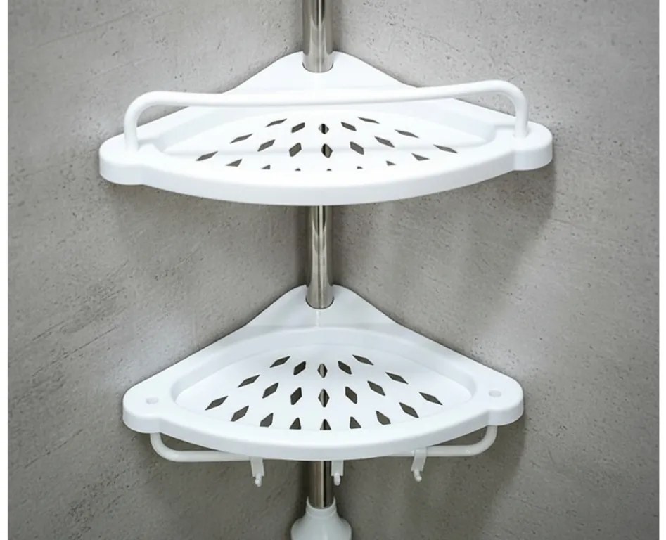 Rohová polica do kúpeľne COMPACT teleskopická 104-315 cm, biela