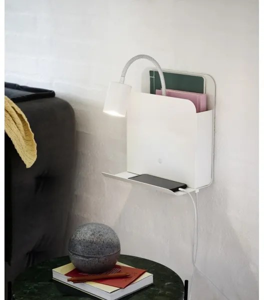 Nordlux - Nástenné svietidlo s poličkou a USB ROOMI 1xGU10/8W/230V biela