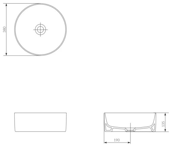 Cersanit K114-020 CREA umývadlo na dosku, pr. 38 cm, keramika, lesklá biela