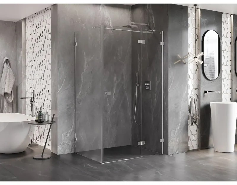 Mexen Lunar T, pravostranný výklopný sprchový kút 75 x 90 cm, číre sklo, chrómový profil, 834T-075-090-01-00-P