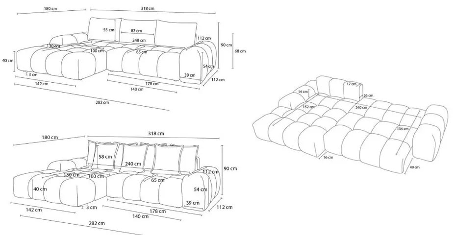 Tmavosivá ženilková rozkladacia/s úložným priestorom rohová pohovka (ľavý roh/s leňoškou) Everest – Bobochic Paris
