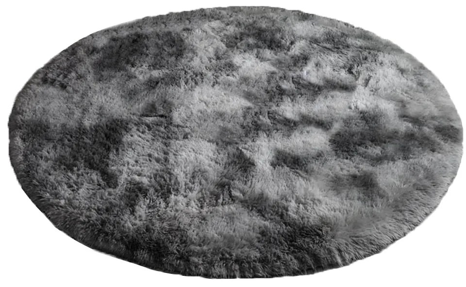 Tmavosivý okrúhly shaggy koberec Ombre Rozmer: 80 cm