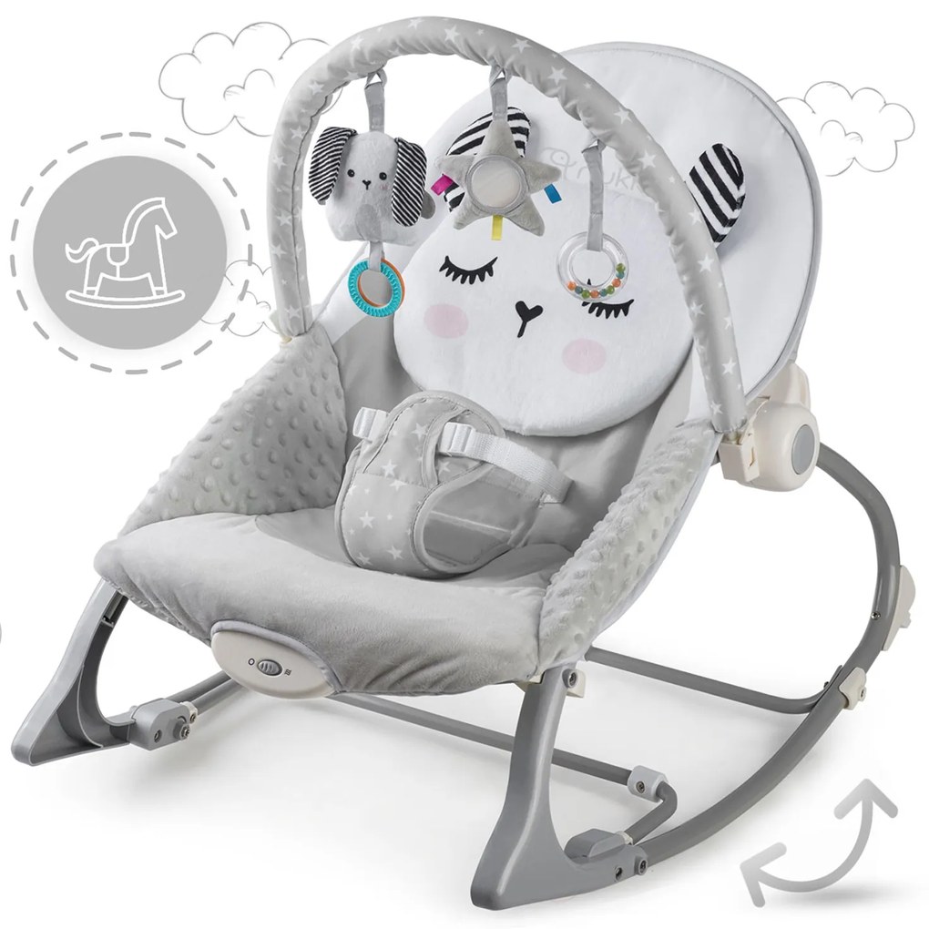 Hojdacie lehátko Nukido s vibráciou - sivé