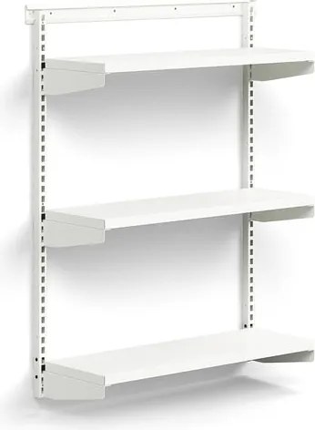 Nástenný regál RELY, základná sekcia, oceľové police, 1221x900x300 mm, biela