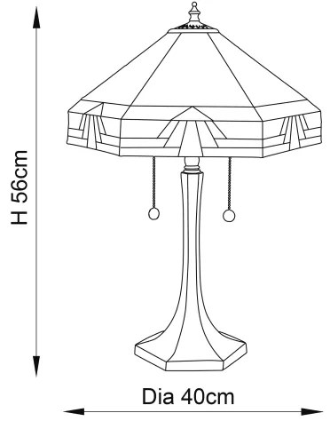 Endon 64286 - Stolná lampa Tiffany NEVADA 2xE27/60W/230V priemer 40 cm