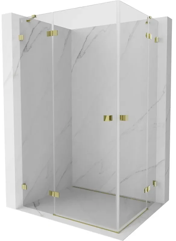 Mexen Lunar Duo, výklopný sprchový kút 110 x 95 cm, 8mm číre sklo, zlatý profil, 834-110L-095P-50-00