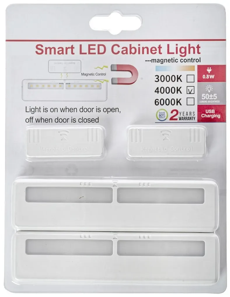 LED svietidlo, 2x LED 0,8w, 4000k, w, magnetický senzor, sada 2ks