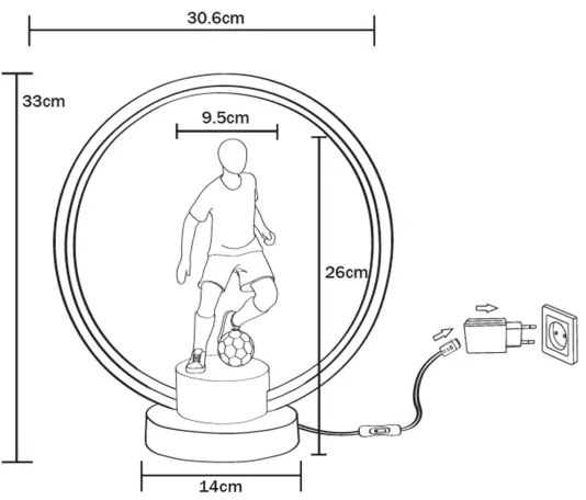 Zuma Line EX04F237U-1 - LED Stolná lampa PILKARZ LED/4W/5V čierna/biela
