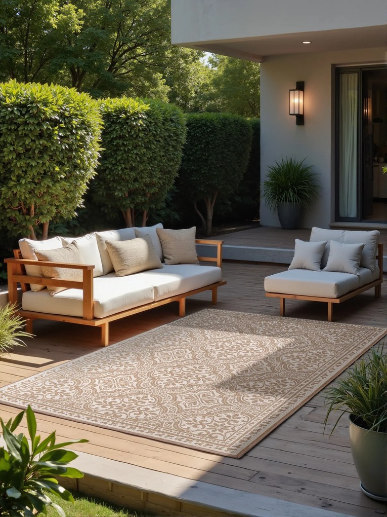 NORTHRUGS, AKCIA: 200x290 cm Kusový koberec Duet Rosel 106252 Beige/White - na von aj na doma, béžová, chodba / predsieň