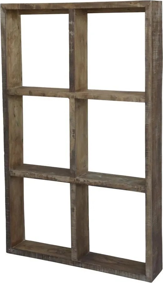 Hnedý antik nástenný drevený regál Grimaud Unit - 94*19*152 cm