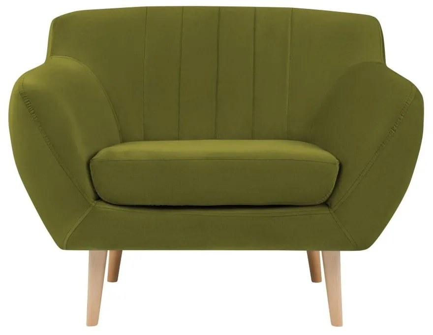 Zelené zamatové kreslo Mazzini Sofas Sardaigne