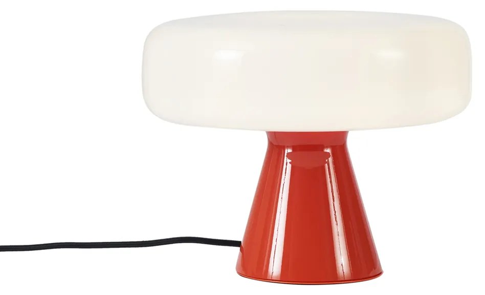 Retro stolná lampa červená s bielou - Knob