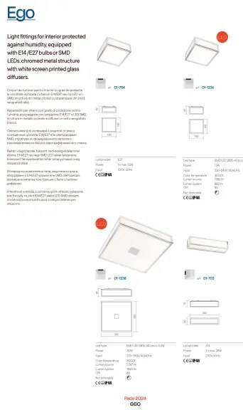 Redo 01-704 - Kúpeľňové stropné svietidlo EGO 1xE27/52W/230V 18x18 cm IP44