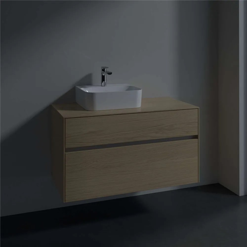 VILLEROY &amp; BOCH Collaro závesná skrinka pod umývadlo na dosku (umývadlo vľavo), 2 zásuvky, 1000 x 500 x 548 mm, Nordic Oak, C09500VJ