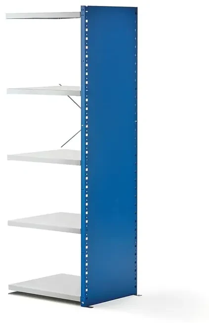 Policový kovový regál MIX, prídavná sekcia, 1740x600x500 mm, modrá, šedá