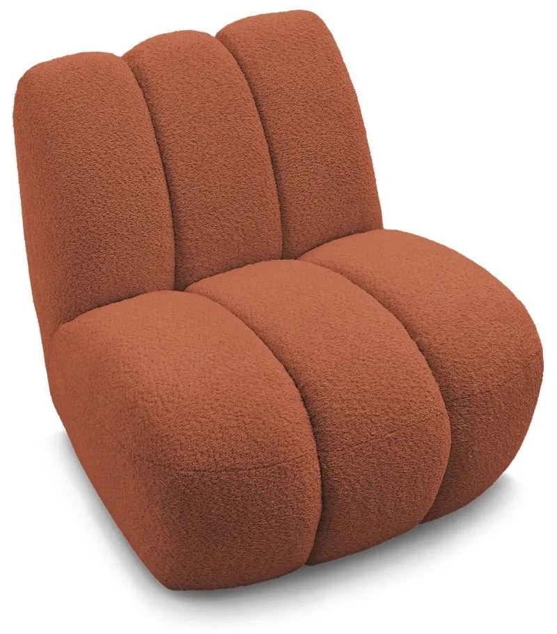 Kreslo z textílie buklé v tehlovej farbe Janissaire – Bobochic Paris