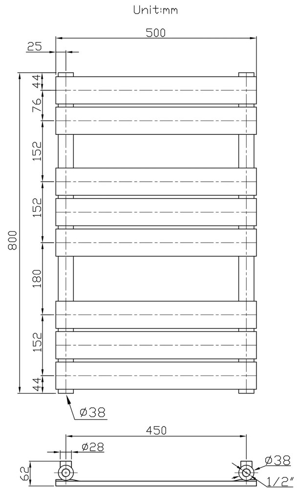 Gamma Erga Classic, vykurovacie teleso 800x500 mm, 411W, čierna matná, ERG-LAV-CLAS-8050-BK