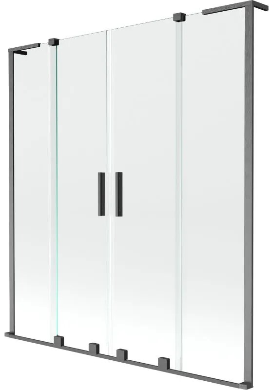 Mexen Velar L Duo, 2-krídlová posuvná vaňová zástena 140 x 150 cm, 8mm číre sklo, brúsený grafit, 896-140-003-02-66