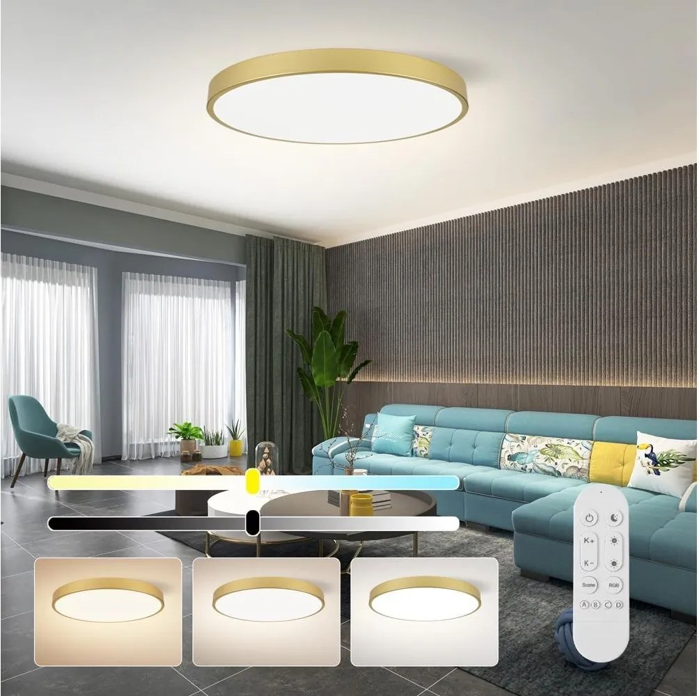 Immax NEO 07311L-LED Stmievateľné stropné svietidlo SEMPLICI 96W/230V priemer 80 cm Wi-Fi Tuya zlaté + diaľkové ovládanie
