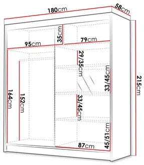 Šatníková skriňa s posuvnými dverami Bratoke III 180 (čierna + zlatá) (so zrkadlom). Vlastná spoľahlivá doprava až k Vám domov. 1105688
