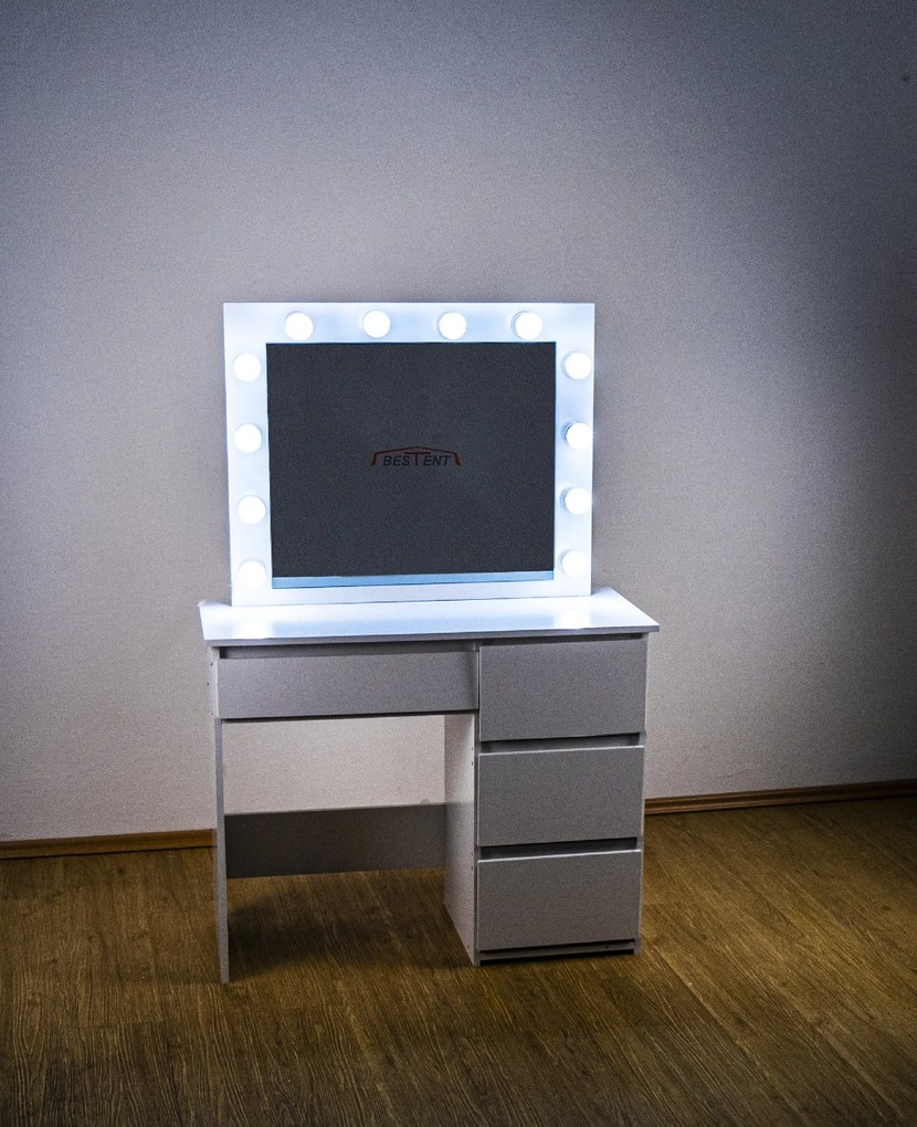 Bestent Toaletný stolík s LED zrkadlom Cleopatra White