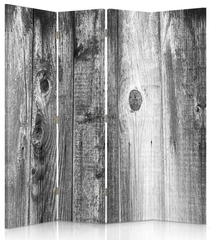 Ozdobný paraván Přírodní dřevo - 145x170 cm, štvordielny, obojstranný paraván 360°