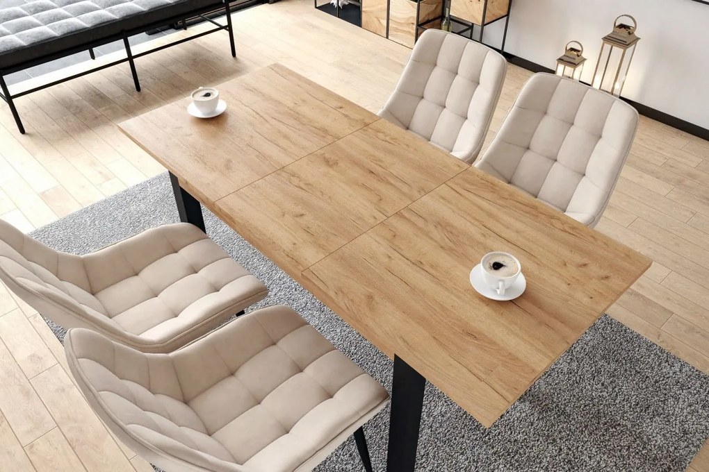 Dekorstudio Rozkladací jedálenský stôl CRAFTON dub zlatý craft/čierna konštrukcia