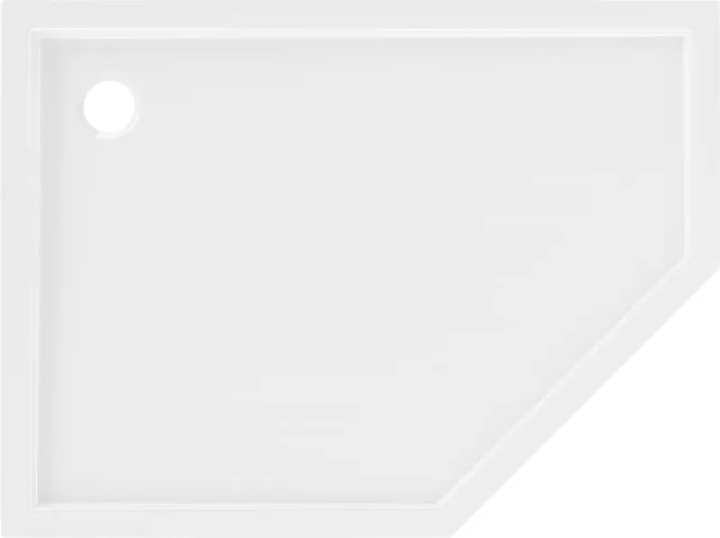 Mexen Flow Slim, ľavostranná päťuholníková sprchová vanička 100 x 80 cm, biela lesklá, 46P108010L