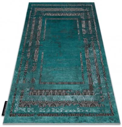 Koberec DE LUXE 1516 Ramka vintage - štrukturálny - zelený / antracit