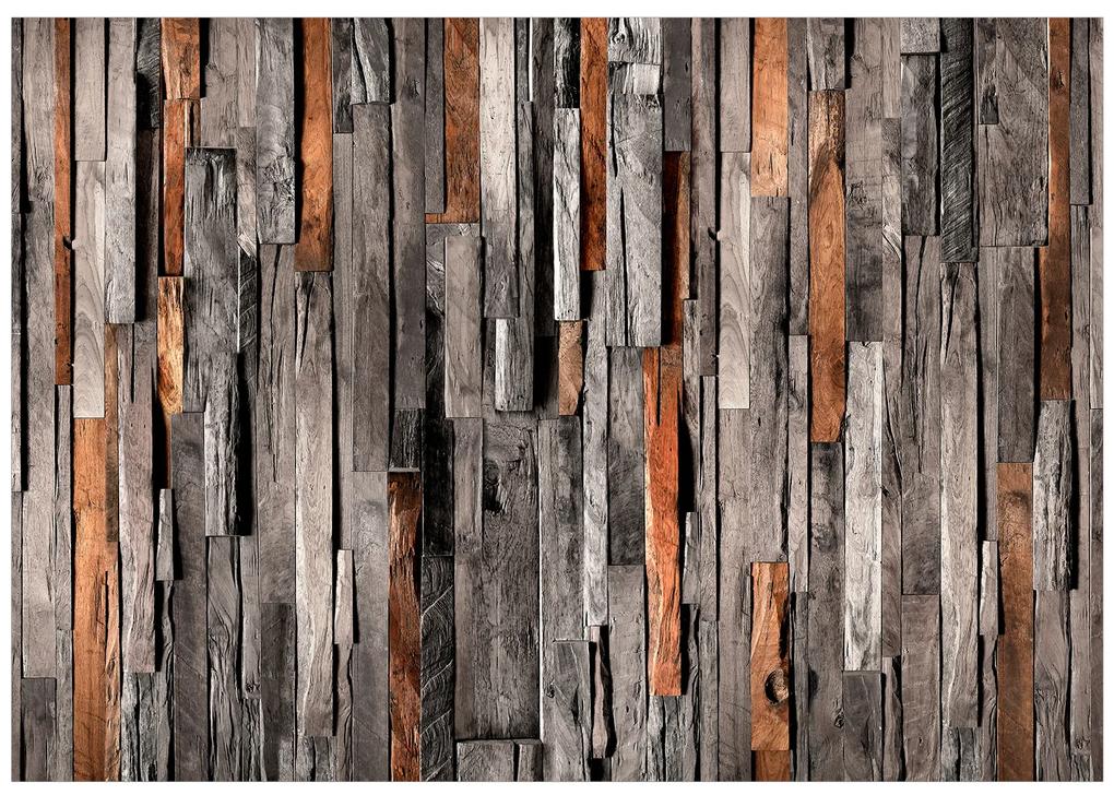 Artgeist Fototapeta - Wooden Curtain (Grey and Brown) Veľkosť: 100x70, Verzia: Standard