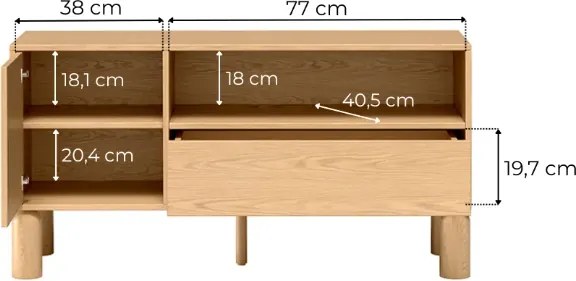 TV skrinka CAJA dub bookmatch 120 cm