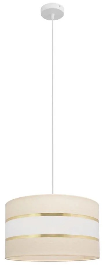 Luster na lanku HELEN 1xE27/15W/230V pr. 35 cm krémová/zlatá