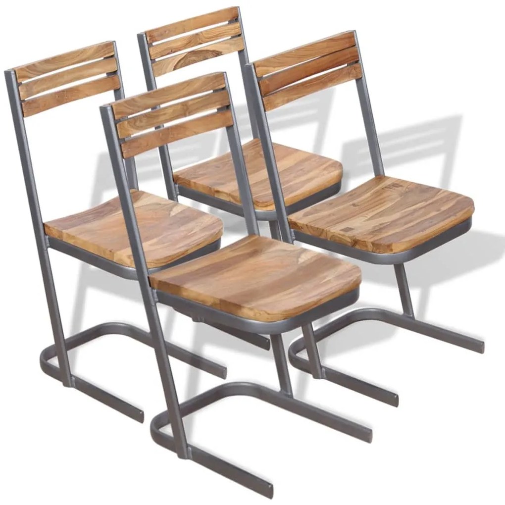 vidaXL Jedálenské stoličky, 4 ks, masívne teakové drevo