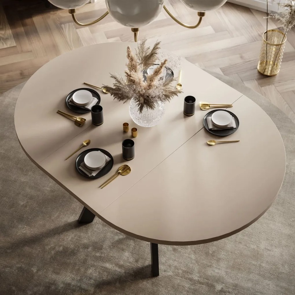 OKRÚHLY ROZKLADACÍ JEDÁLENSKÝ STÔL EWALD KAŠMÍR MATNÝ + ČIERNY 100/140 cm