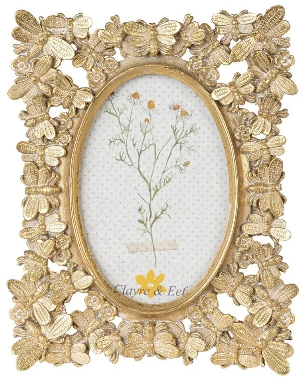 Zlatý fotorámik s patinou a včielkou Bee - 18*2*22 cm / 10*15 cm