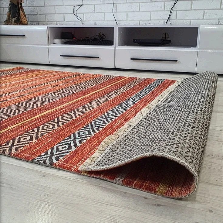 Moderný viacfarebný koberec Banco 1049 – oranžový dizajn Rozmer: 155x230 cm