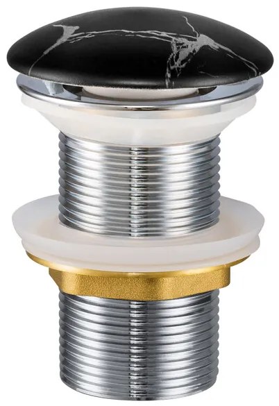 Sada keramického umývadla na dosku a výpusti LENA čierny mramor