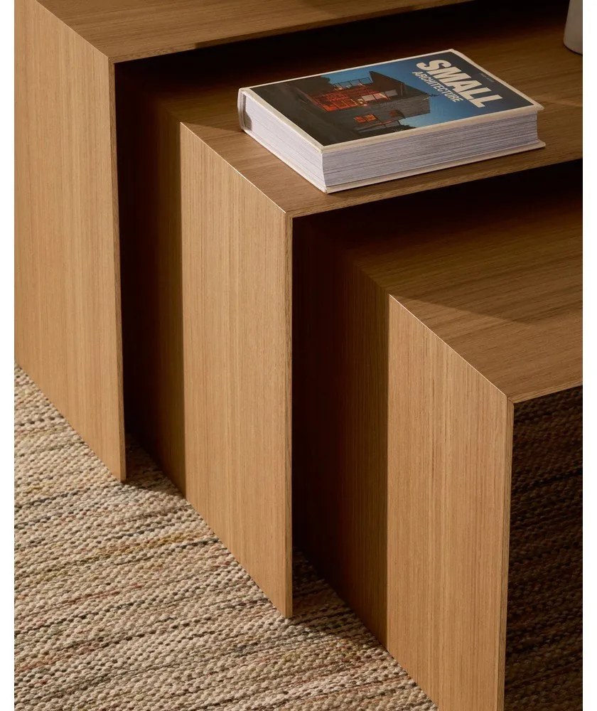 Odkladacie stolíky v súprave 3 ks v dekore duba 40x60 cm Litto – Kave Home