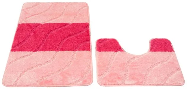 Sada kúpeľňových koberčekov FIORI ružová, pruhy / vlny