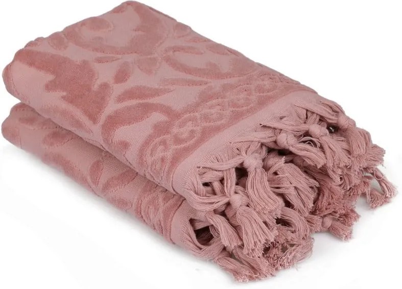 Sada dvoch ružových uterákov v odtieni dusty rose Bohème, 90 × 50 cm