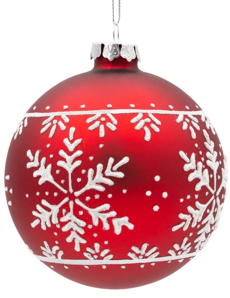 SKLENENÁ VIANOČNÁ BANKA NA STROMČEK SADA 4 KS (FI) 10 CM VZOROVANÁ