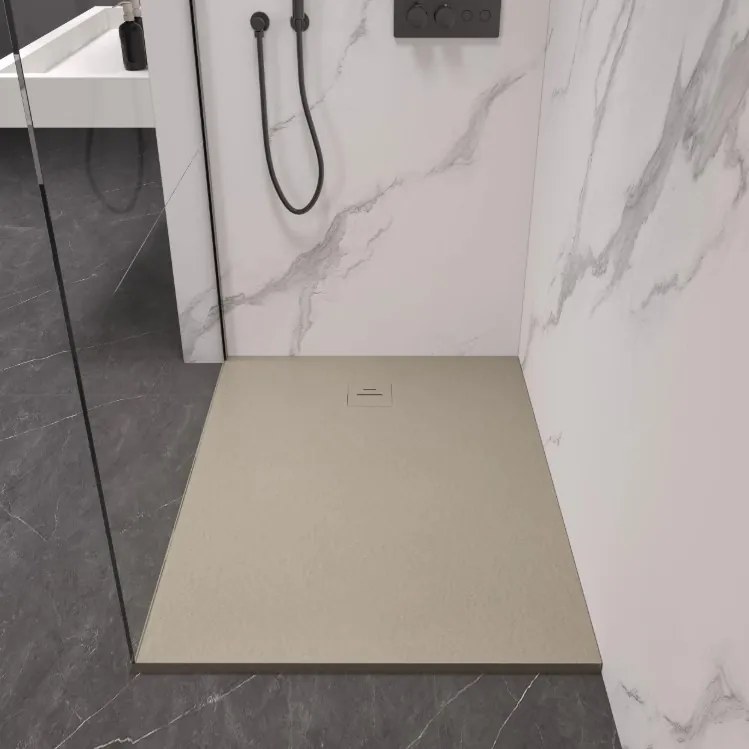 Erga Hyper, SMC sprchová vanička 90x90x2,6 cm + sifón, béžová matná, ERG-V06-SMC-9090S-BG