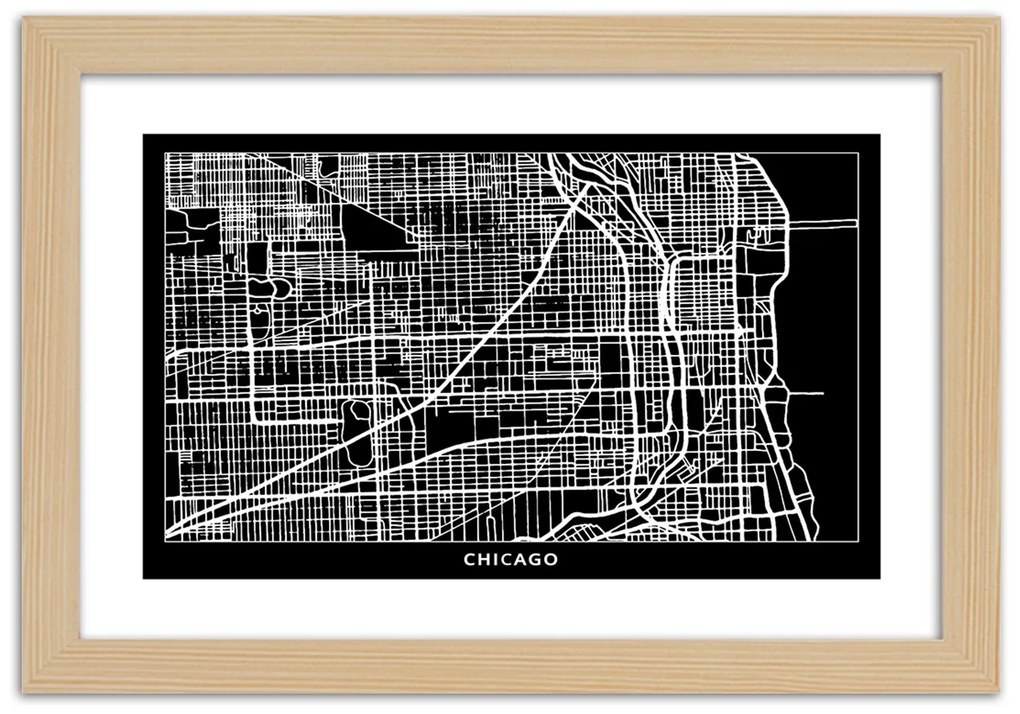 Gario Plagát Plán mesta Chicago Farba rámu: Bez rámu, Rozmery: 45 x 30 cm