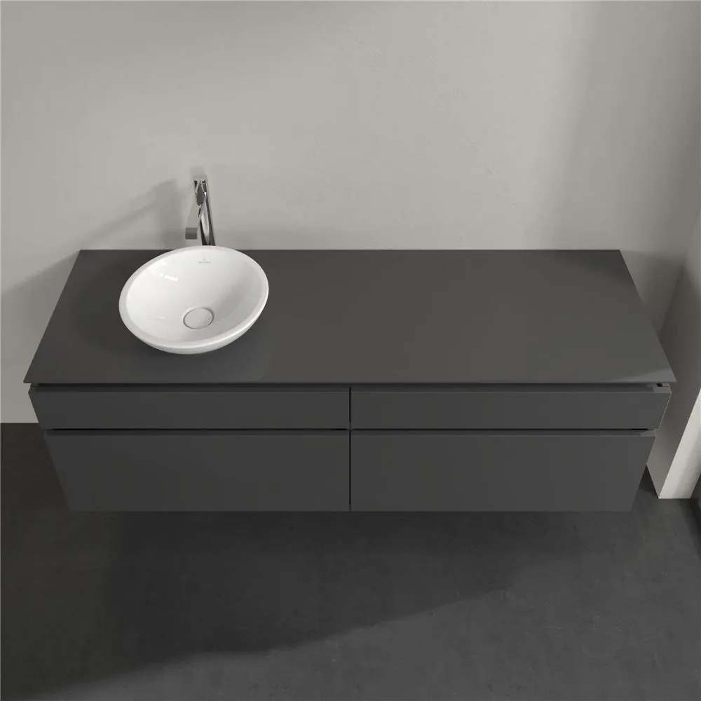 VILLEROY &amp; BOCH Legato závesná skrinka pod umývadlo na dosku (umývadlo vľavo), 4 zásuvky, 1600 x 500 x 550 mm, Glossy Grey, B59600FP