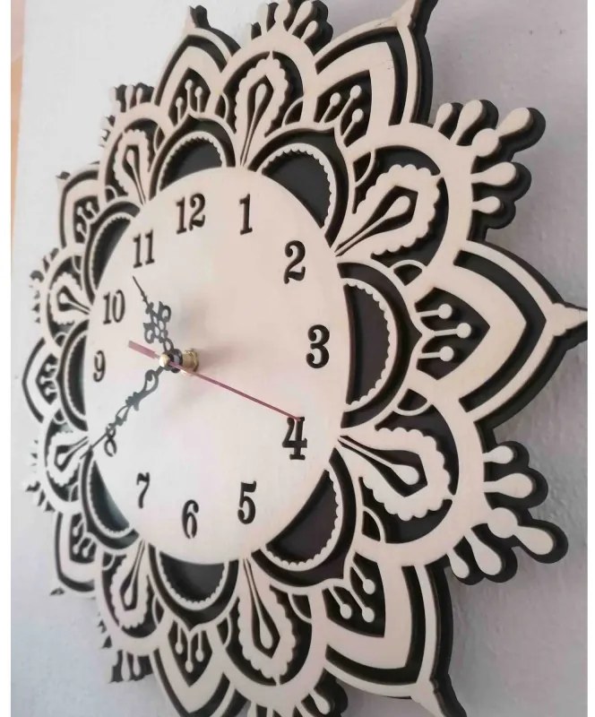Drevené nástenné hodiny Mandala – Elegantný 3D dizajn | SENTOP PR0375 MDF-playwood