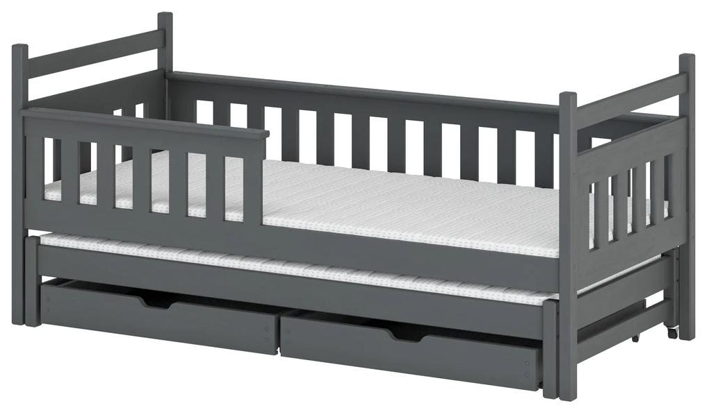 Detská posteľ 80 x 180 cm DORIA (s roštom a úl. priestorom) (grafit).  Vlastná spoľahlivá doprava až k Vám domov. 1013014 | BIANO
