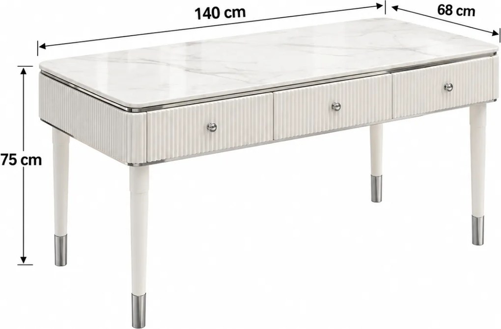 PÍSACÍ STÔL GASTON BIELY + STRIEBORNÉ NOHY + MRAMOR 140 cm