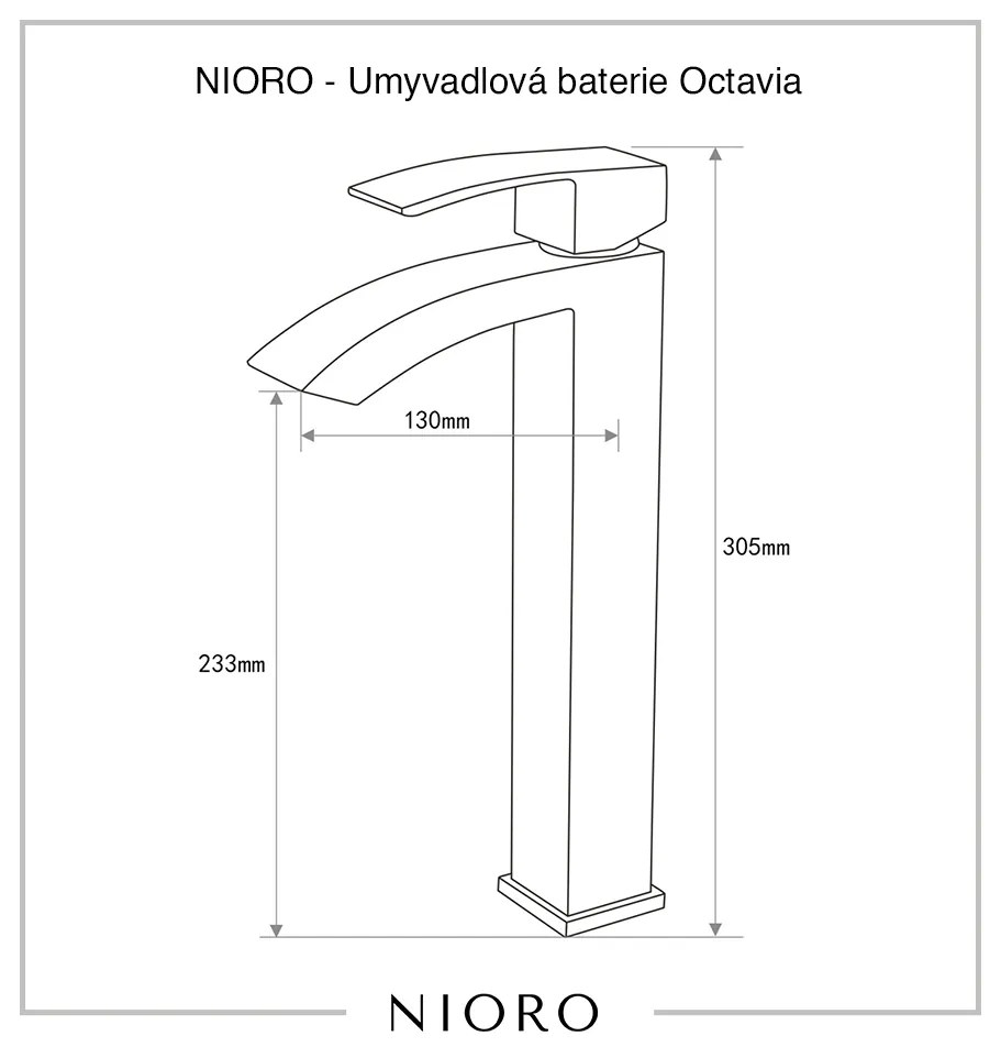 Cerano Octavia, vysoká umývadlová batéria h-305, čierna matná, CER-CER-440183